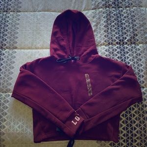 Aeropostale cropped maroon hoodie